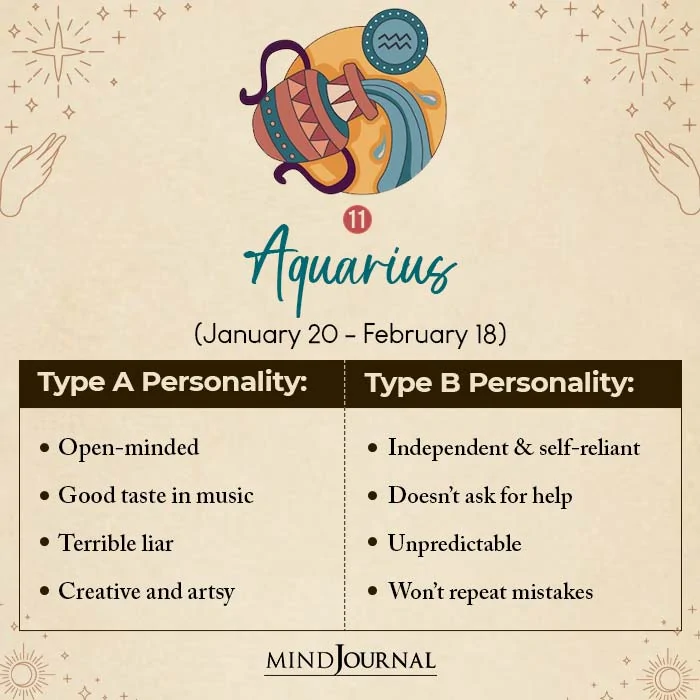 Type A Type B Personality Each Zodiac Sign aquarius
