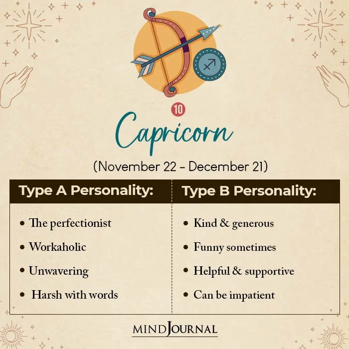 Type A Type B Personality Each Zodiac Sign capricon