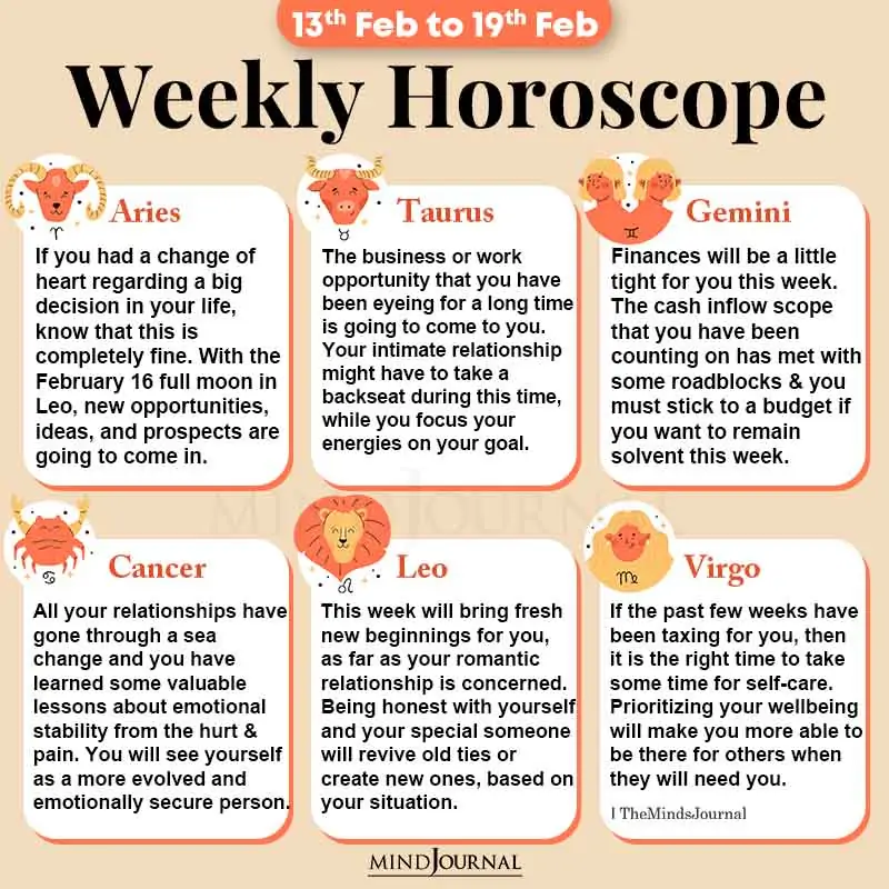 Weekly Horoscope 13th Feb to 19th Feb