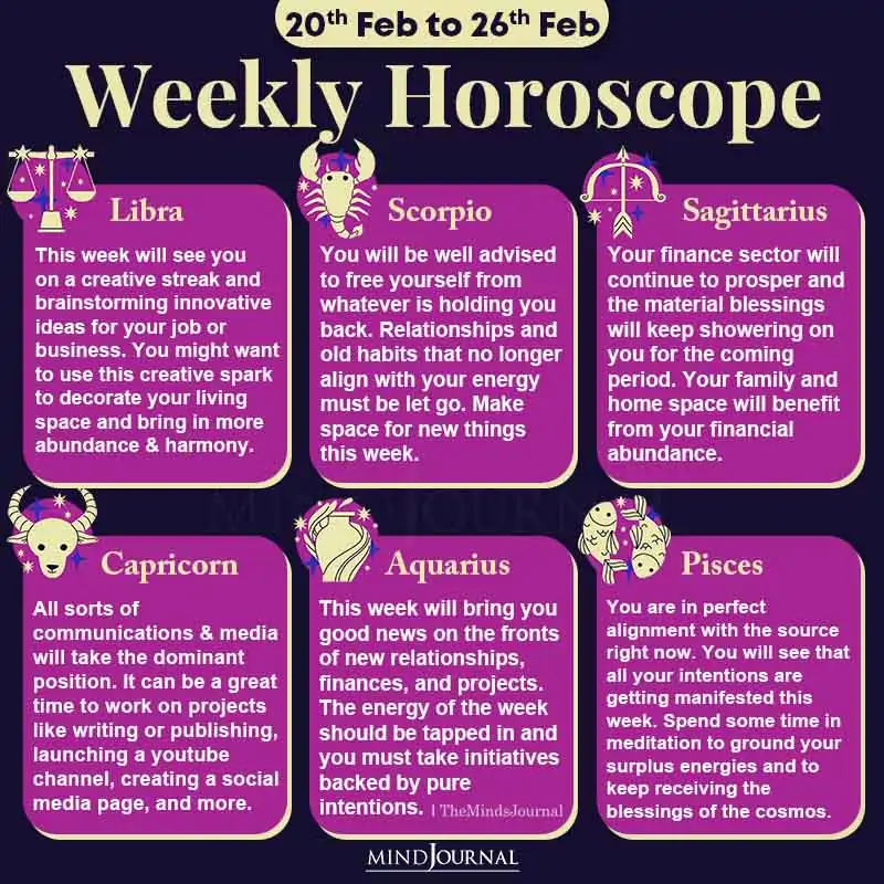 Weekly Horoscope 20th Feb to 26th Feb