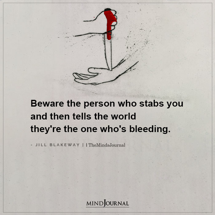 Beware The Person Who Stabs You