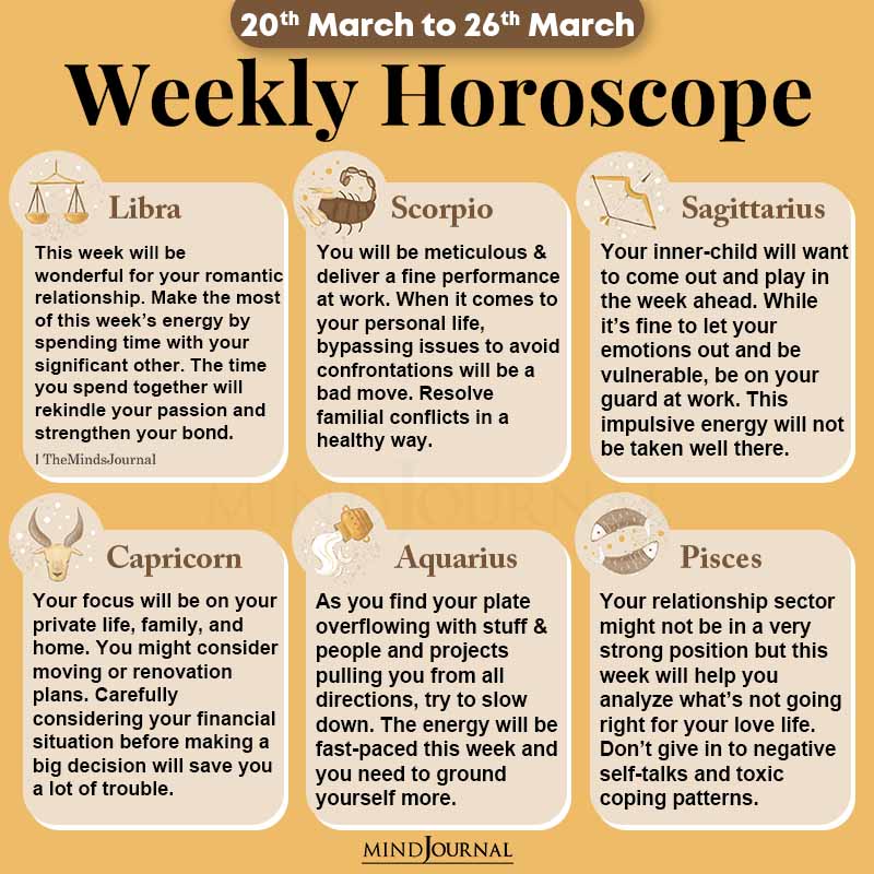 Weekly Horoscope 20th to 26th March 2022