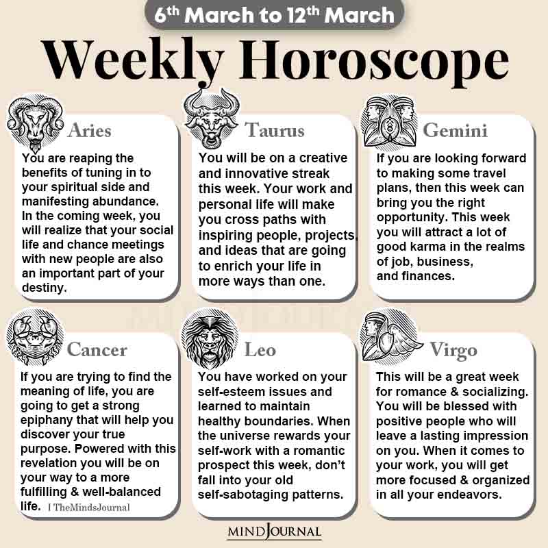 Weekly Horoscope 6th March 12th March