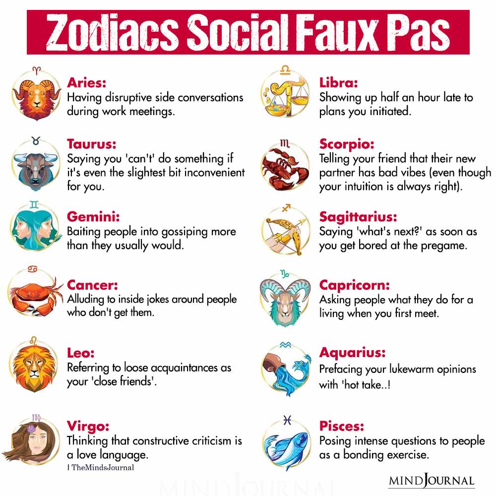 Zodiac Signs Social Faux Pas