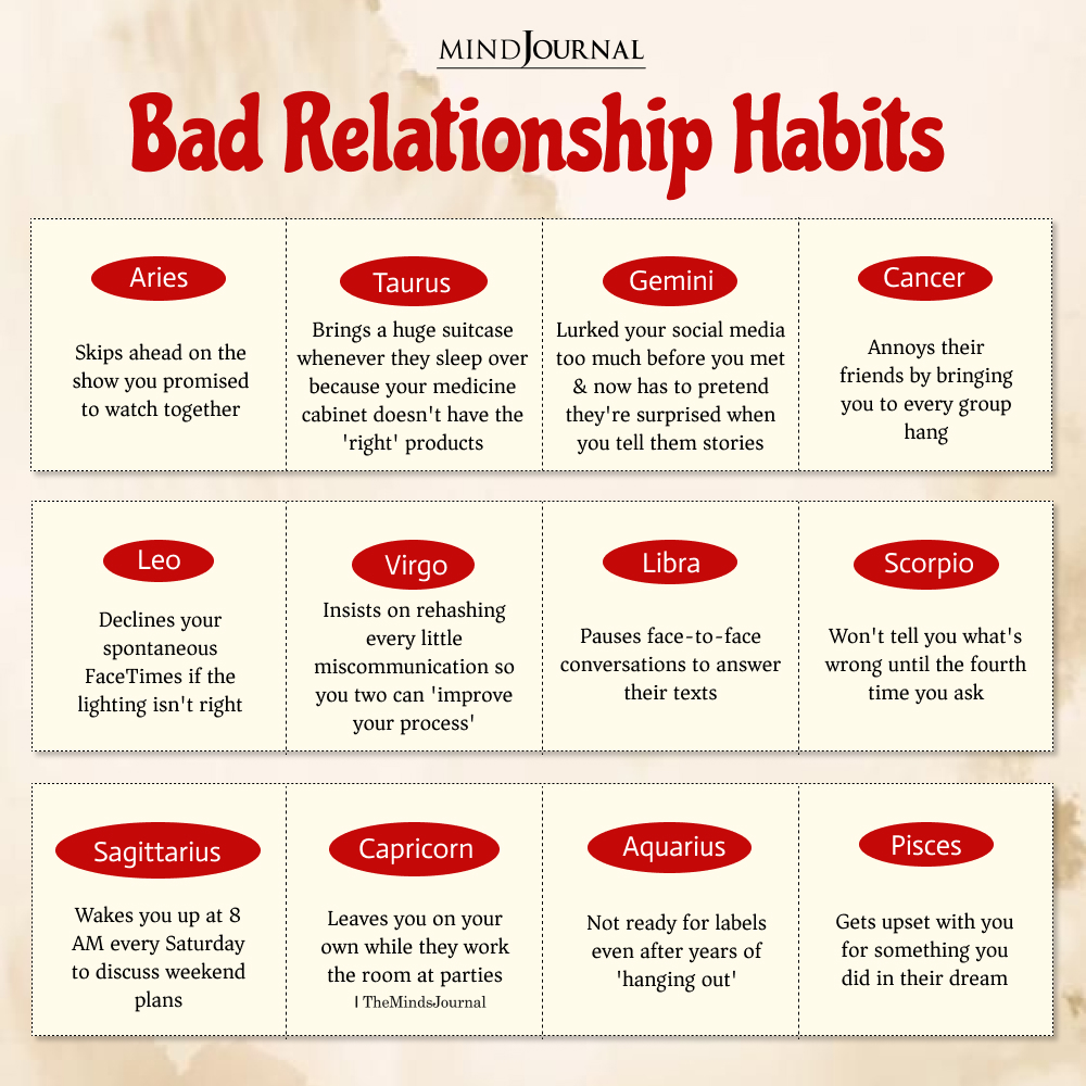 Bad Relationship Habits Of Zodiac Signs