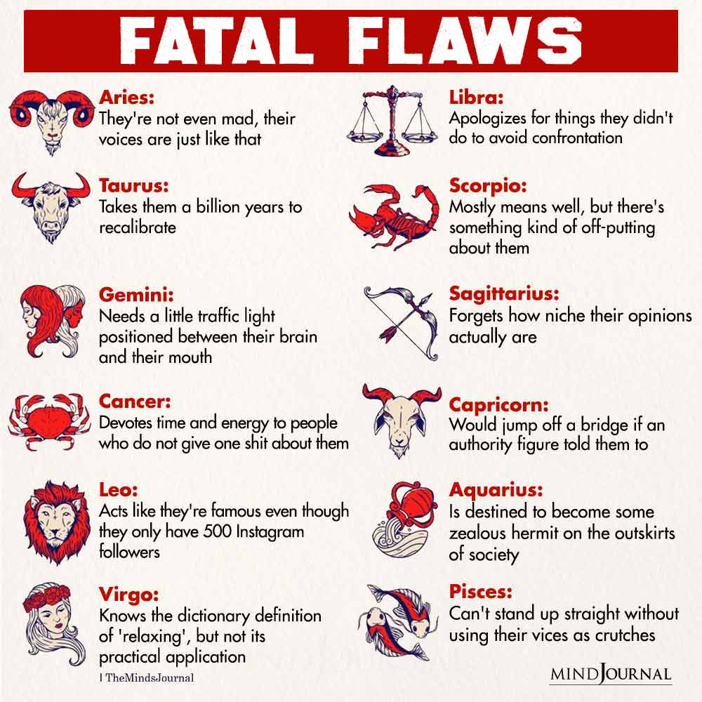 Fatal Flaws Of The Zodiac Signs