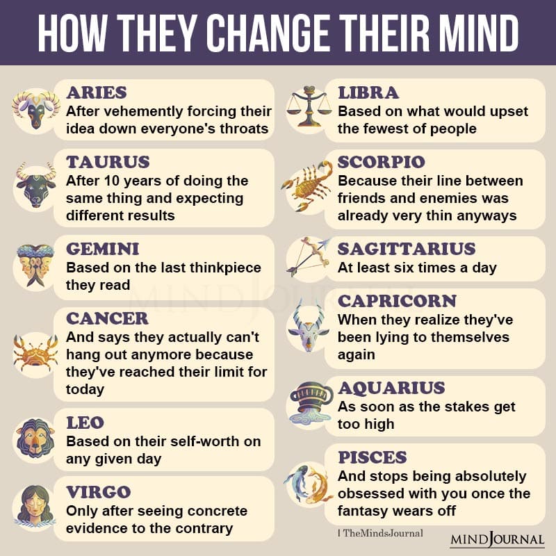 How The Zodiac Signs Change Their Mind