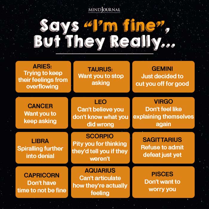 zodiac signs say i'm fine