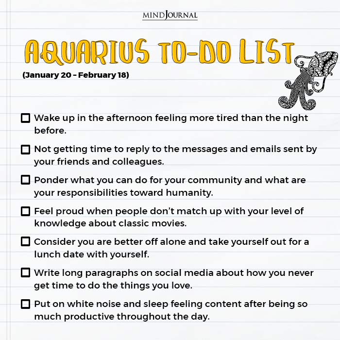 Odd Things To Put On Your To Do List Aquarius