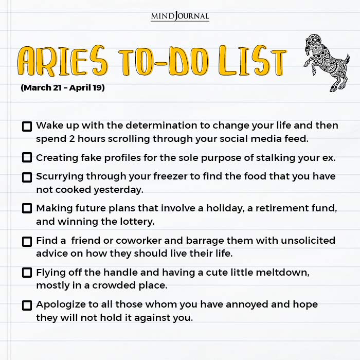Odd Things To Put On Your To Do List Aries