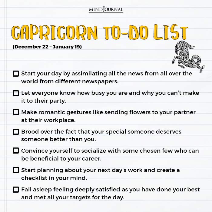 Odd Things To Put On Your To Do List Capricorn