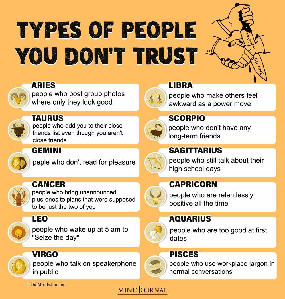 Types Of People Zodiac Signs Don't Trust