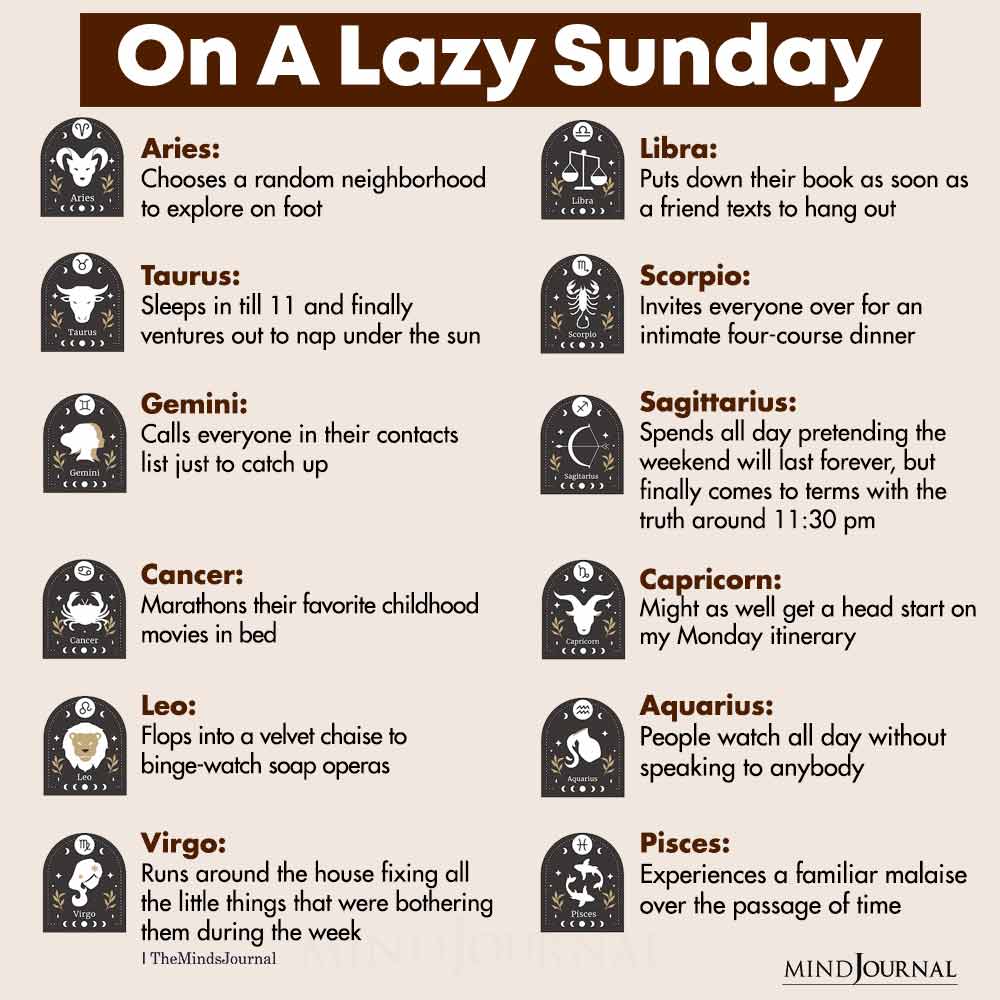 What The Zodiac Signs Do On A Lazy Sunday
