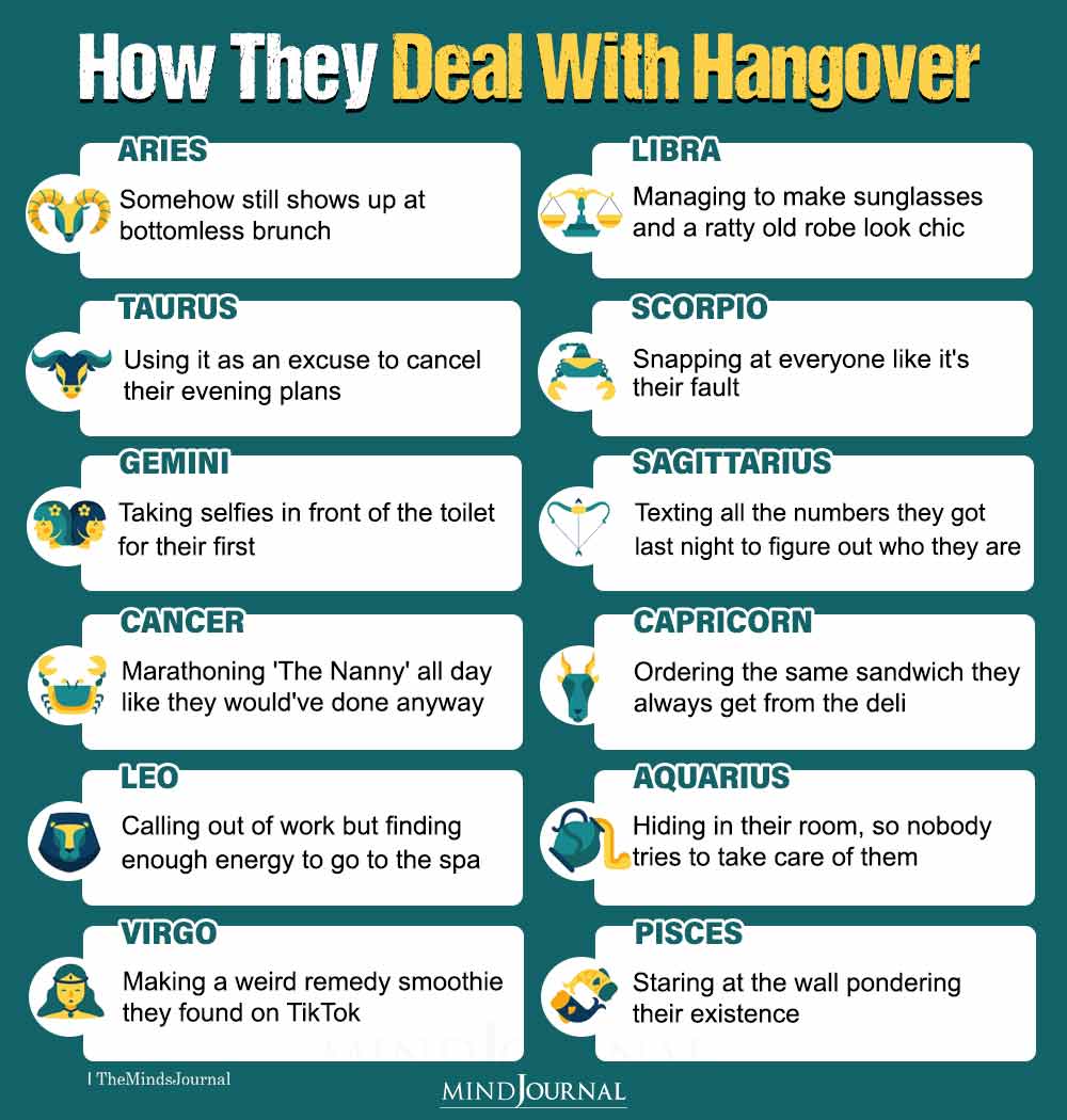 How The Zodiac Signs Deal With Hangover