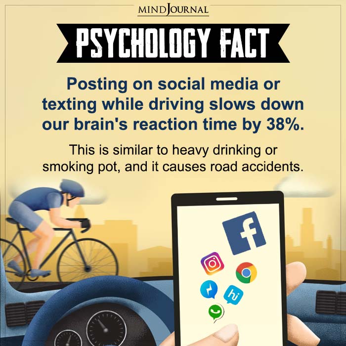 Posting On Social Media Or Texting While Driving Slows Down Our Brain's Reaction Time