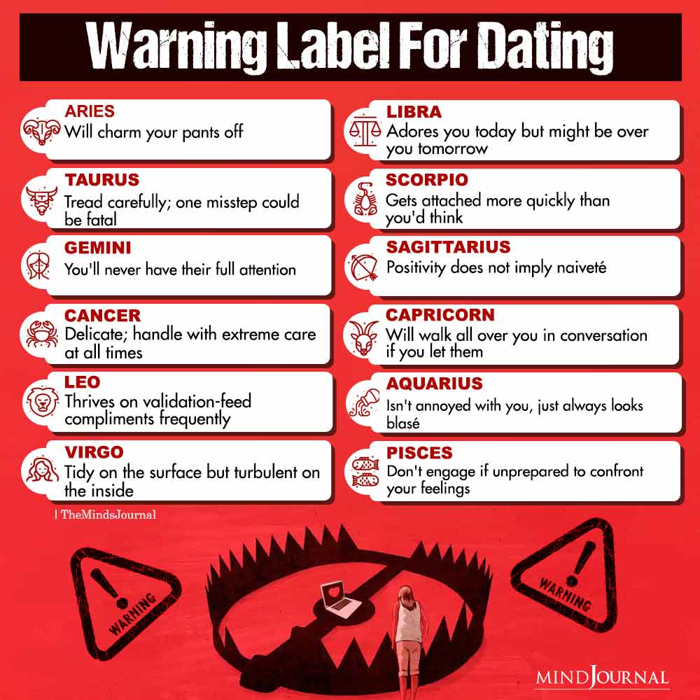 Zodiac Signs Warning Label For Dating