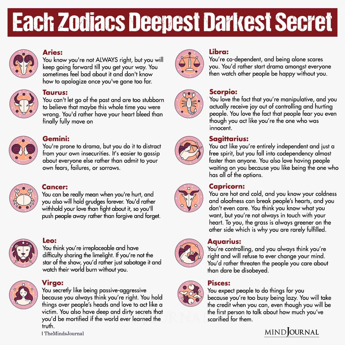 Each Zodiac Sign's Deepest Darkest Secret