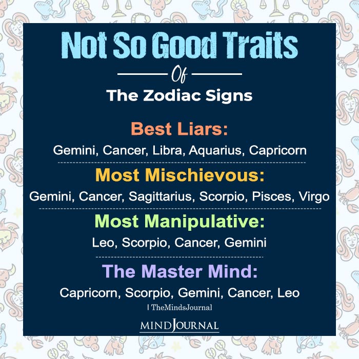 Not So Good Traits Of The Zodiac Signs