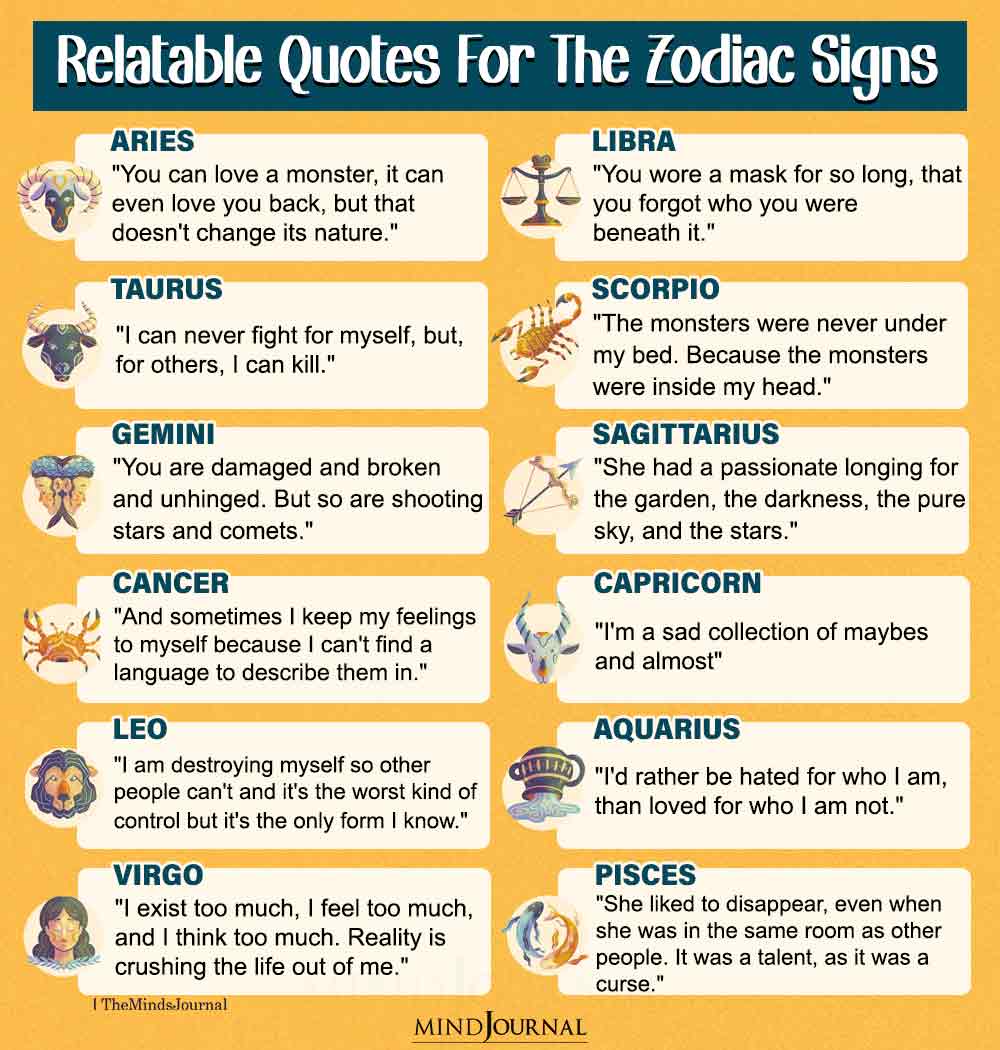 Relatable Quotes For The 12 Zodiac Signs