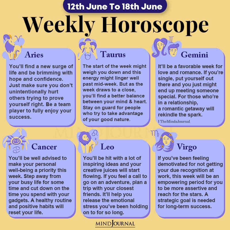 Weekly Horoscope 12 June 18 June 2022