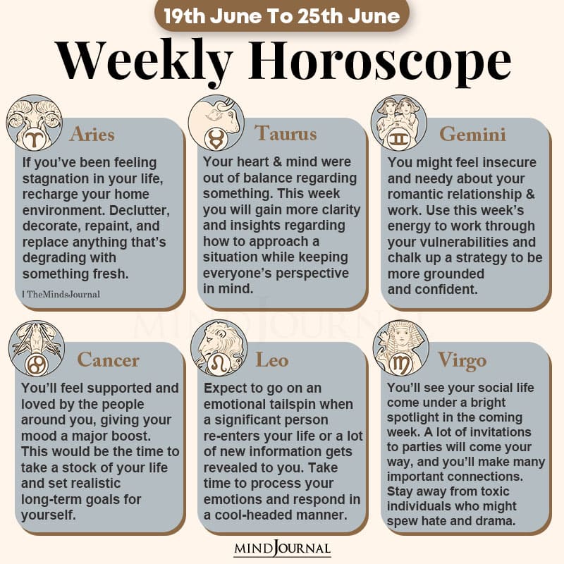 Weekly Horoscope 19th June 25th June 2022