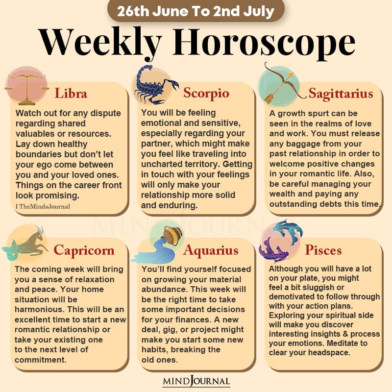 Weekly Horoscope 26thJune 2ndJuly 2022