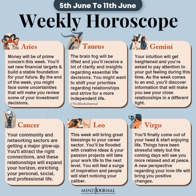 Weekly Horoscope For Each Zodiac Sign (5th June To 11th June)