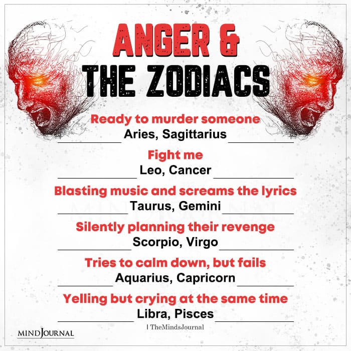 How Do The Zodiac Signs Manage Their Anger?