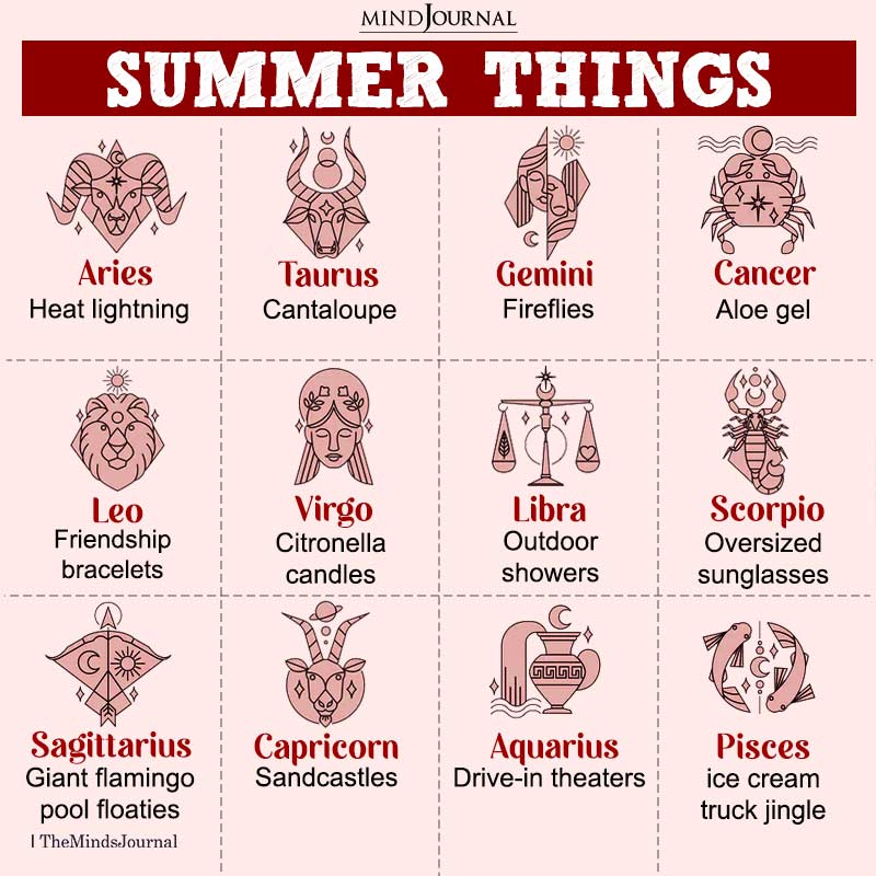 The Zodiac Signs As Summer Things