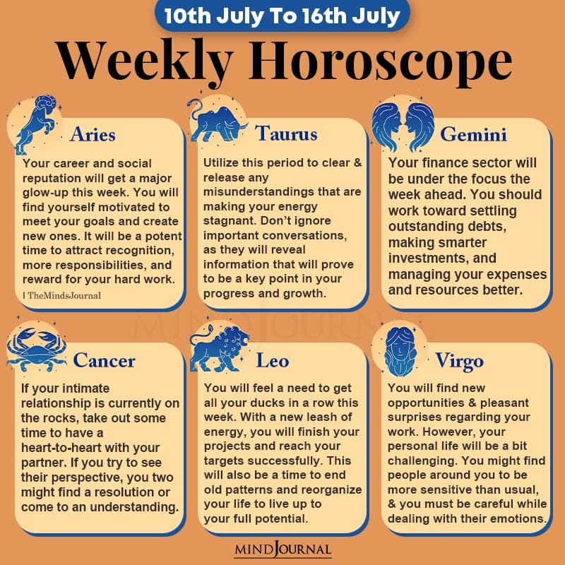 Weekly Horoscope 10th July 16th July 2022
