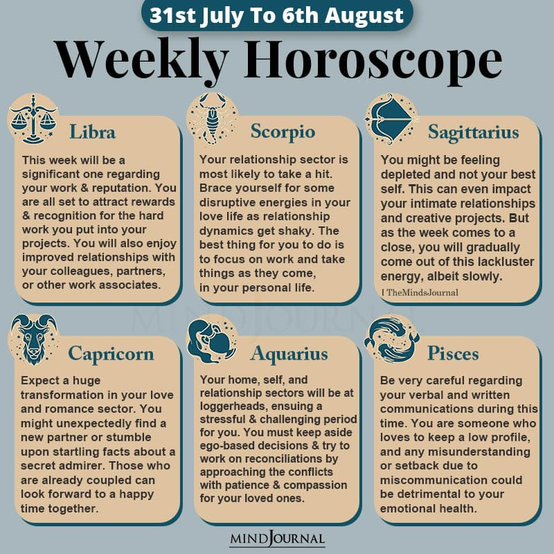 Weekly Horoscope 31st July 6th August