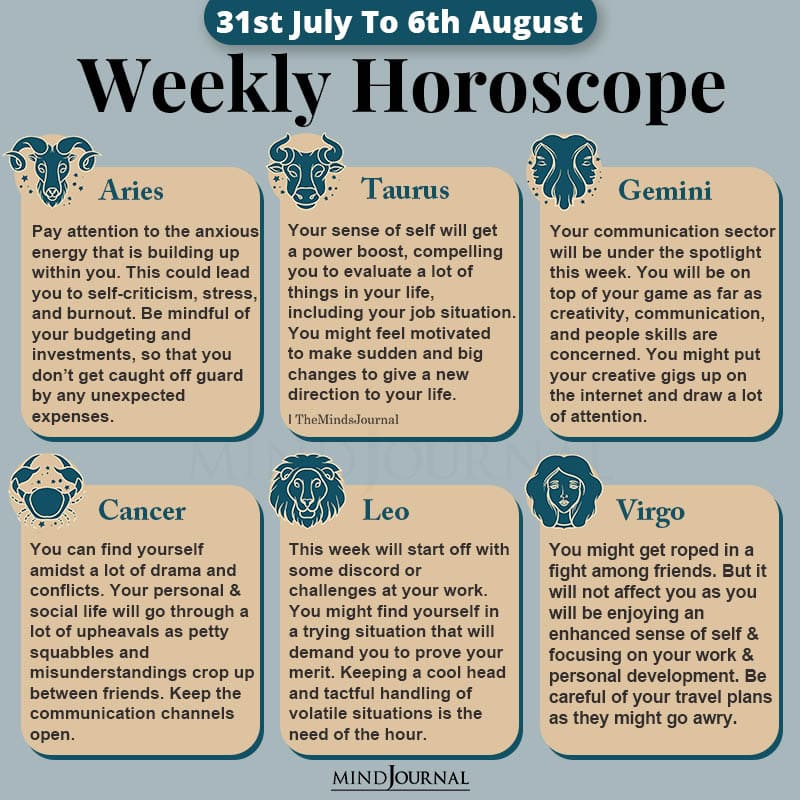 Weekly Horoscope 31st July To 6th August