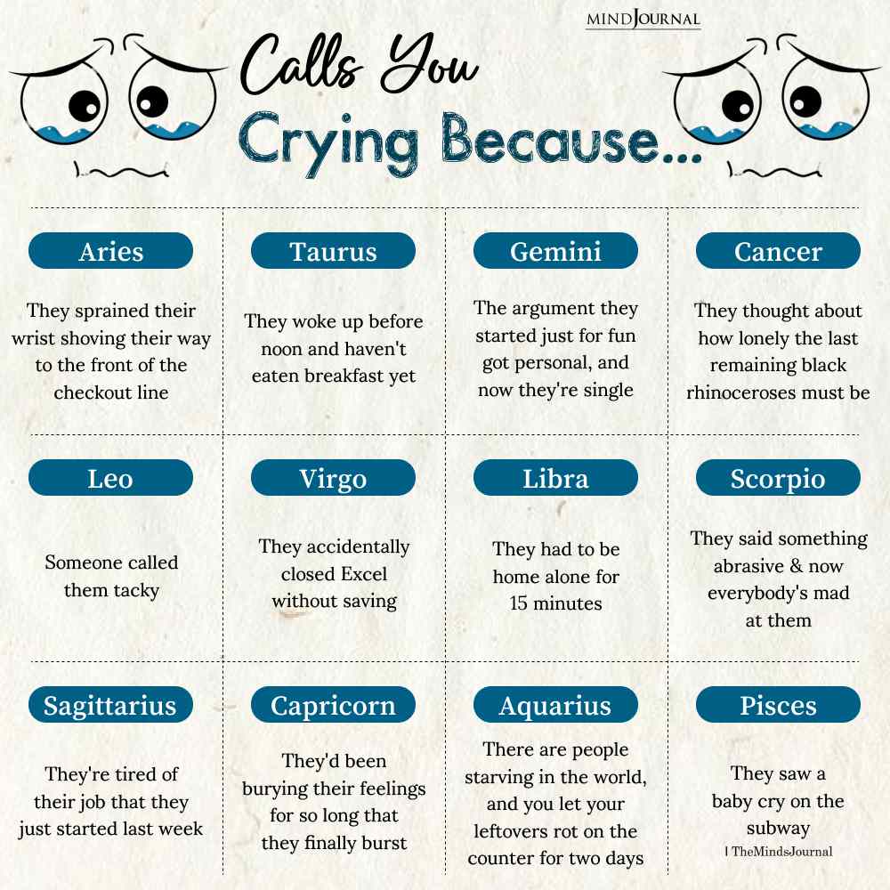 Why Each Zodiac Sign Calls You Crying