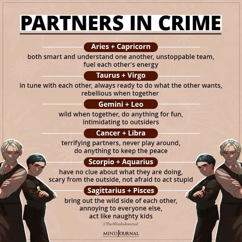 These Zodiac Sign Pairs Are Partners In Crime