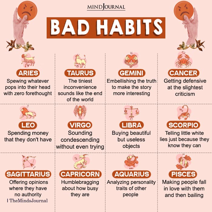 Bad Habits Of Each Zodiac Sign