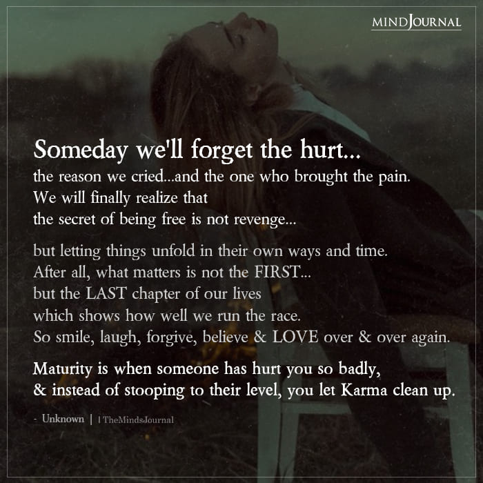 Someday We'll Forget The Hurt - Karma Quotes