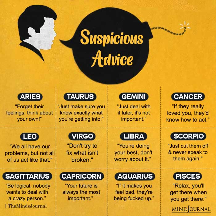 Suspicious Advice From The 12 Zodiac Signs