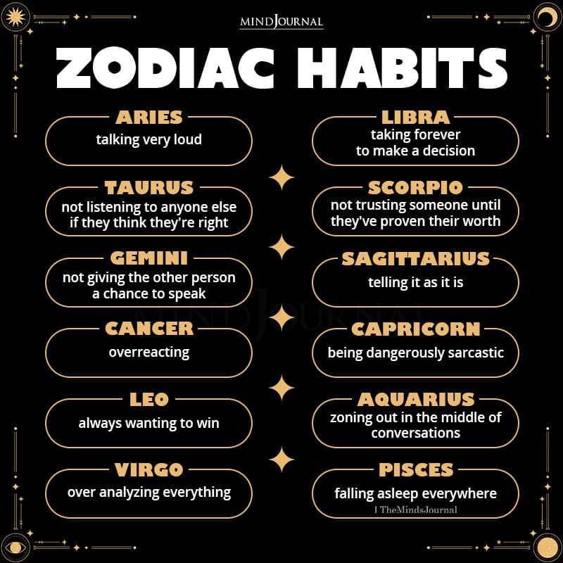 Typical Habits Of The Zodiac Signs