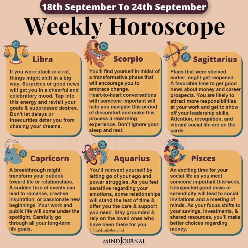 Weekly Horoscope 18th 24th September 2022