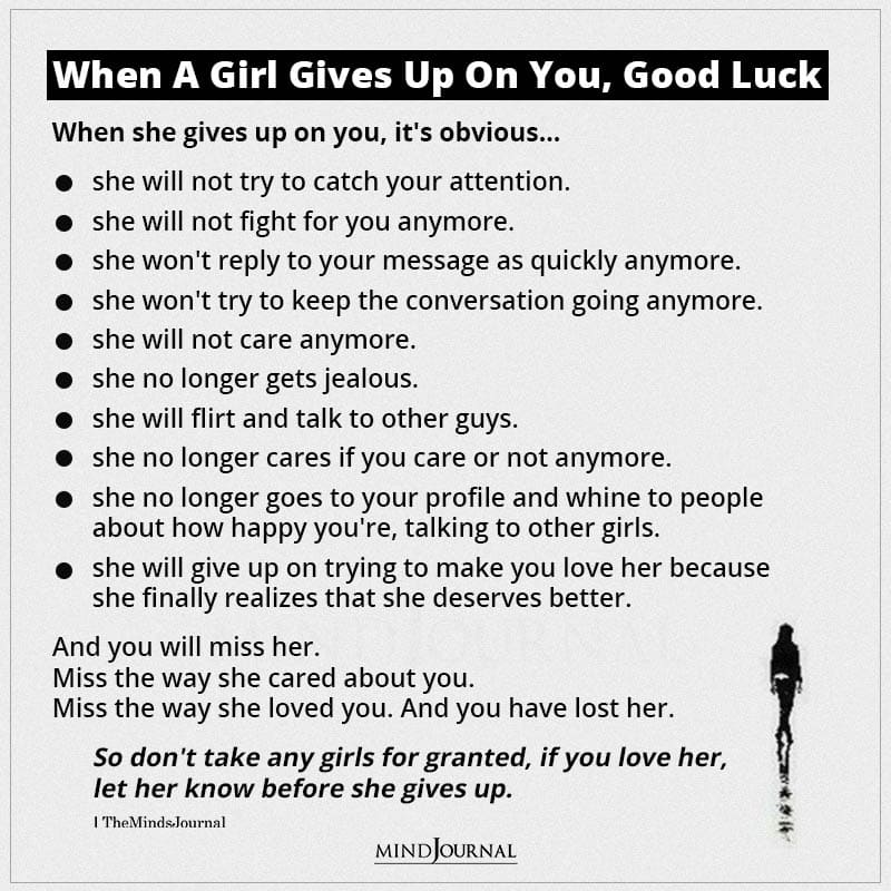 When A Girl Gives Up On You, Good Luck
