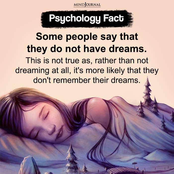 Some people say that they do not have dreams