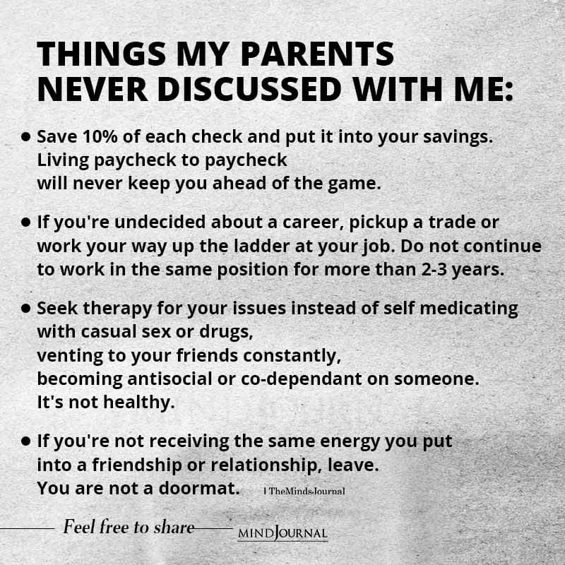 Things My Parents Never Discussed With Me