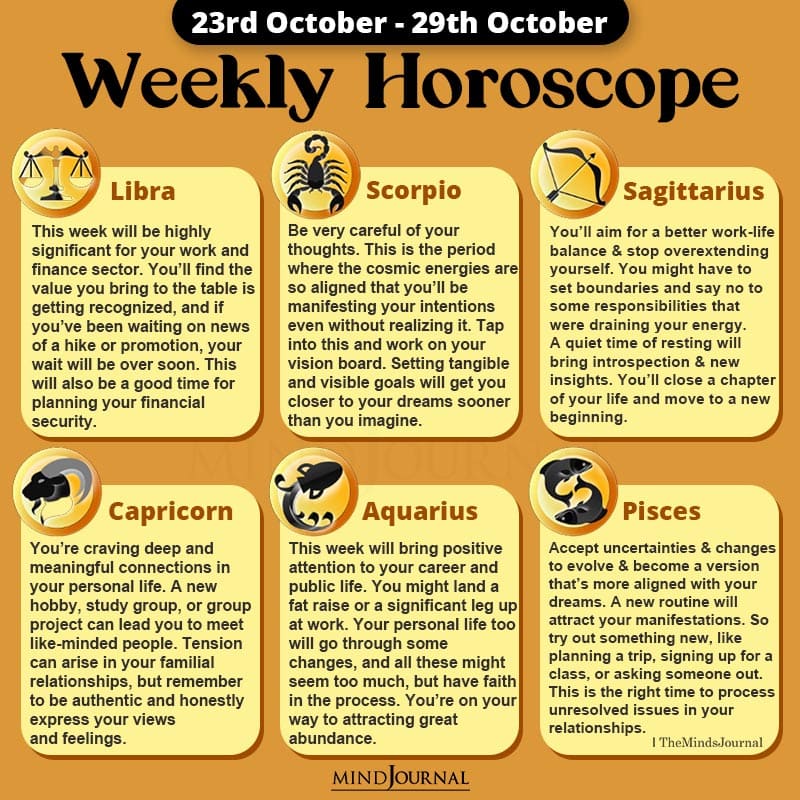 Weekly Horoscope 23 to 29 October