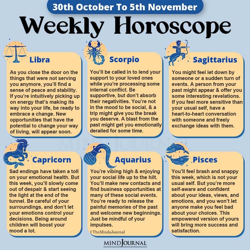 Weekly Horoscope 30th October 5th November