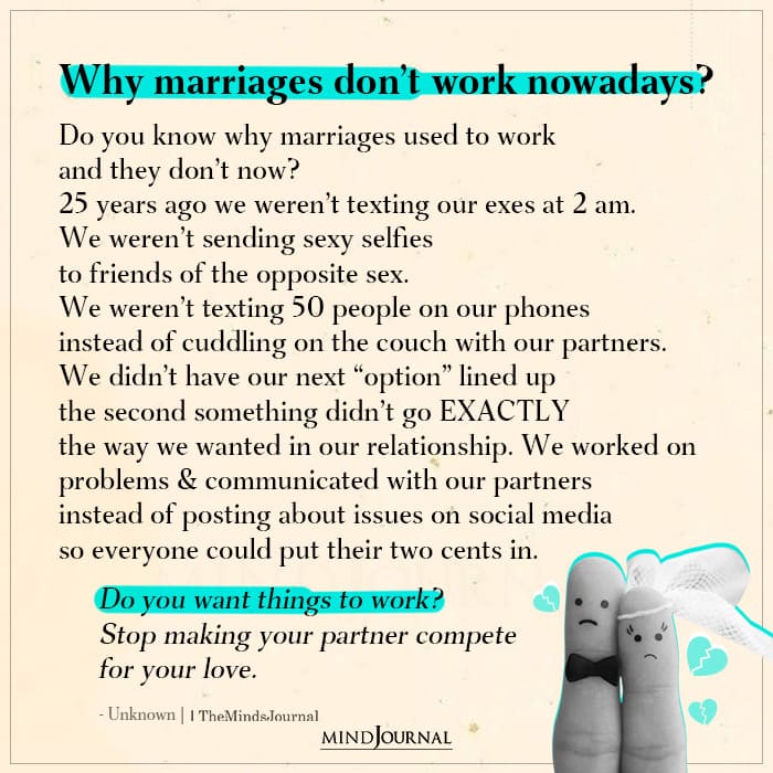 Marriages Dont Work Nowadays