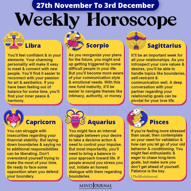 Weekly Horoscope 27th November 3rd December