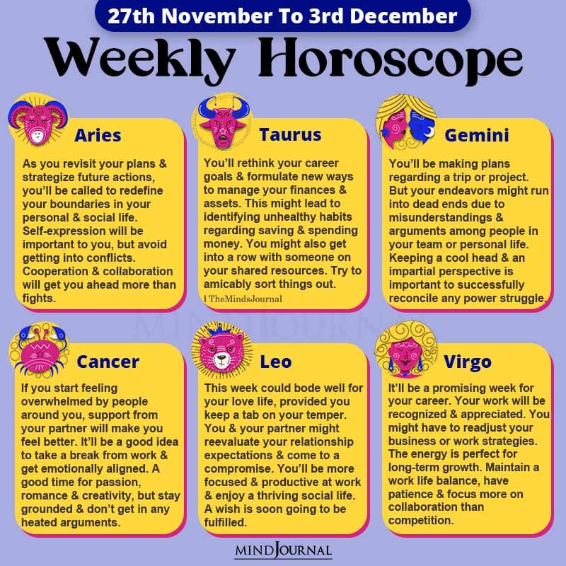 Weekly Horoscope 27th November To 3rd December