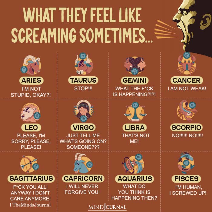 What The Zodiac Signs Feel Like Screaming Sometimes