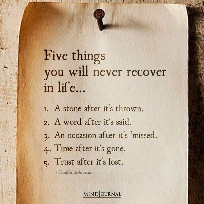 Five Things You Will Never Recover In Life