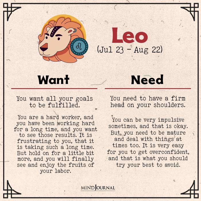 need vs want zodiac sign leo